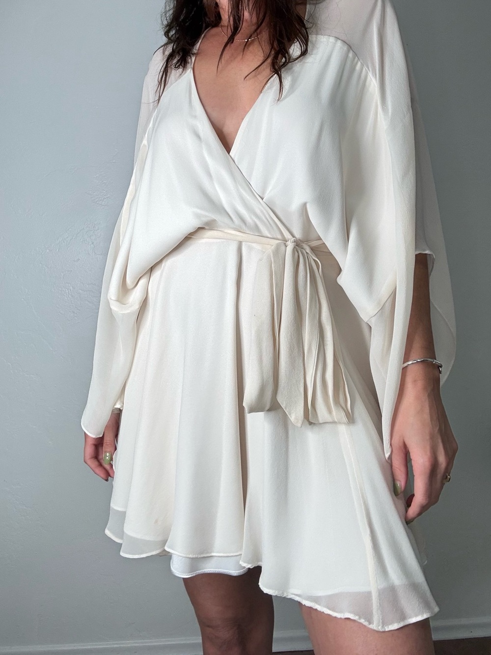 Mara Hoffman Cream Wrap-Style Mini Dress